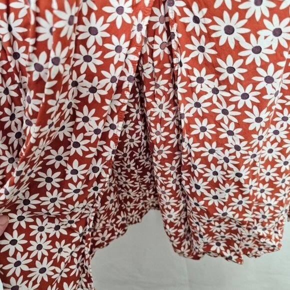 Madewell Clara Midi Short Sleeve Dress in Russet Falling Daisies Medium - Picture 12 of 13